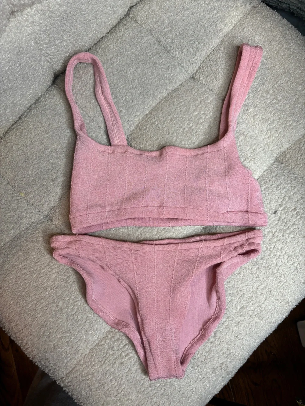 Hunza G Helena Nile Knit Bikini Set One Size Dusty Pink